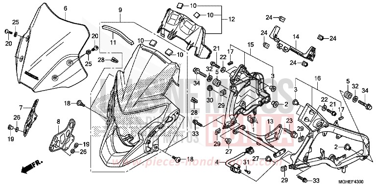 UPPER COWL for VFR1200X Dual Clutch MAT PEARL GLARE WHITE (NHB54) from 2014